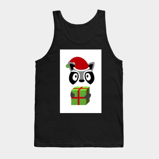 Holiday Trash Panda Holding Gift Tank Top by MOULE